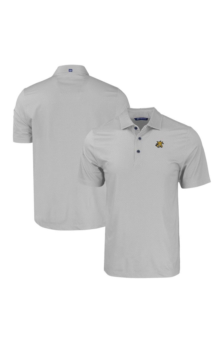 Cutter & Buck Men's Cutter & Buck Gray Wichita State Shockers Pike Eco Tonal Geo Print Stretch Recycled Polo, Main, color, 