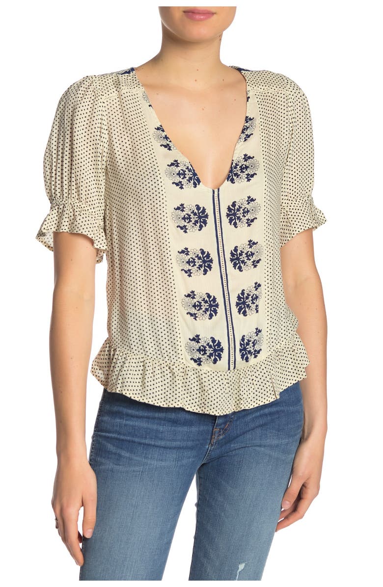 Lucky Brand Border Print Top, Main, color, 