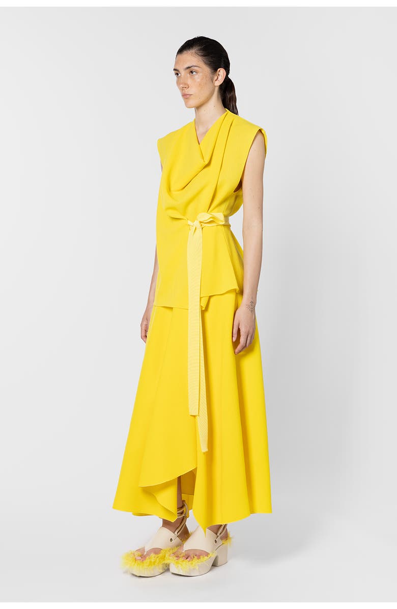 Roksanda Asha Crepe Midi Skirt, Alternate, color, Jaune