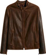 Schott NYC Café Racer Slim Fit Cowhide Leather Jacket