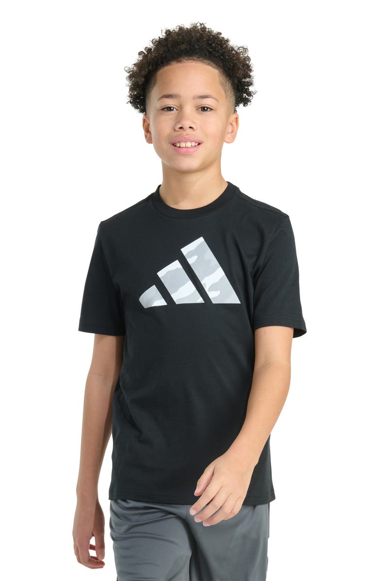 adidas Kids' Mountain Logo Camo Halftone Graphic T-Shirt, Main, color,