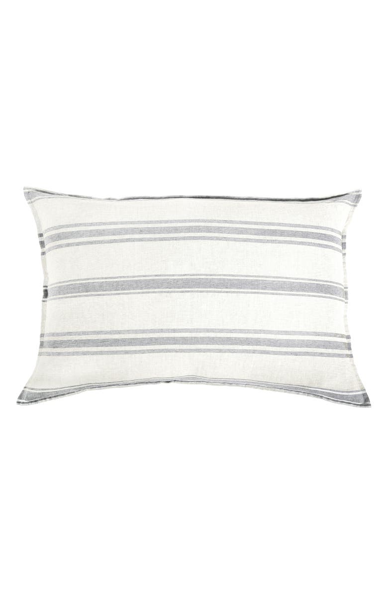 Pom Pom at Home Jackson Stripe Linen Sham, Alternate, color, Cream/Grey