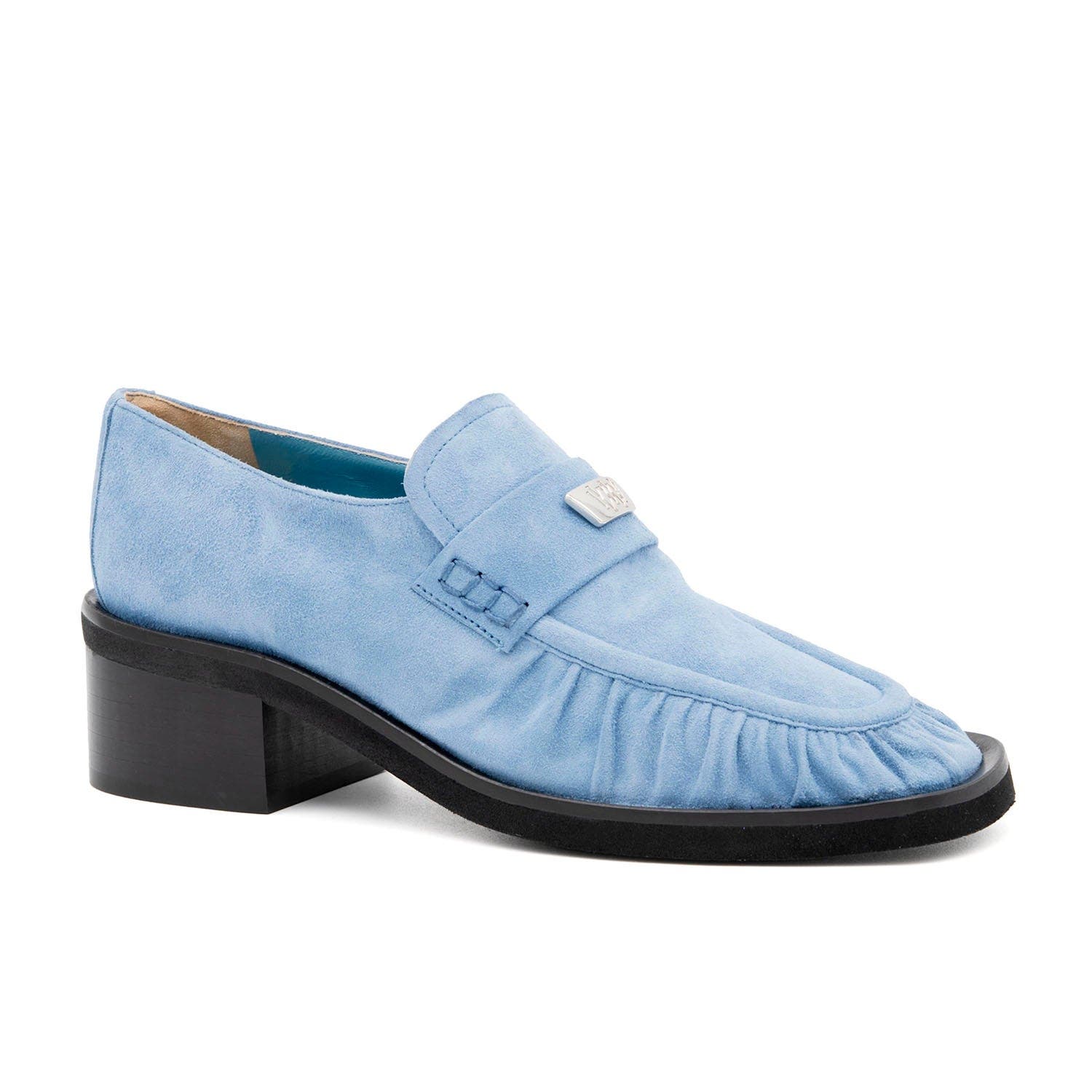 Valentina Rangoni Cortina Block Heel Loafer, Main, color, Light Blue