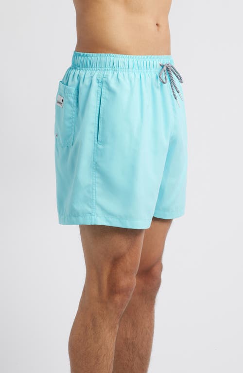 Boardies Bacalar Blue Solid Mid Length Swim Trunks In Blue