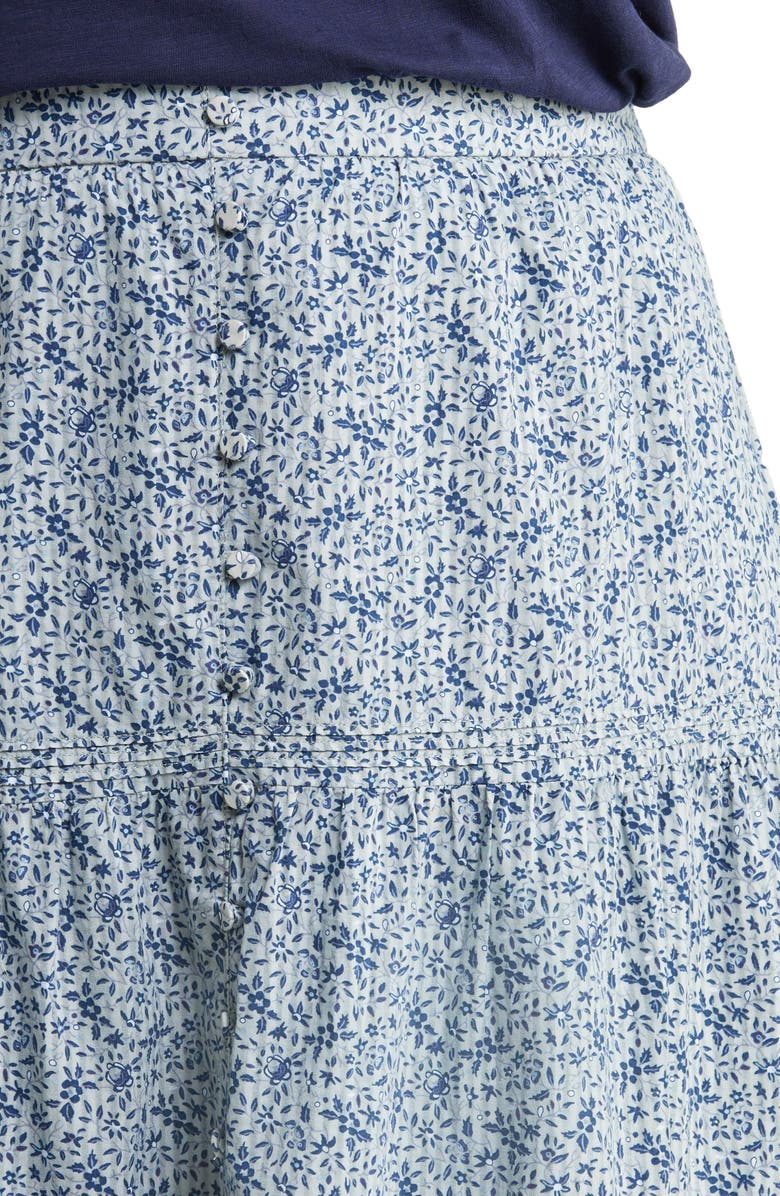 Madewell Florentine Floral Button Front Tiered Maxi Skirt, Alternate, color, 