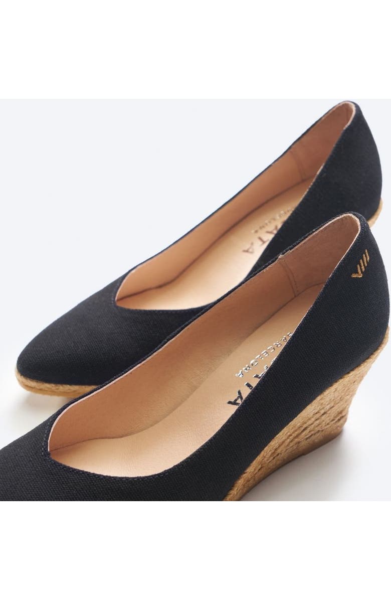 VISCATA Roses Canvas V Cut Espadrille Wedges, Alternate, color, Black