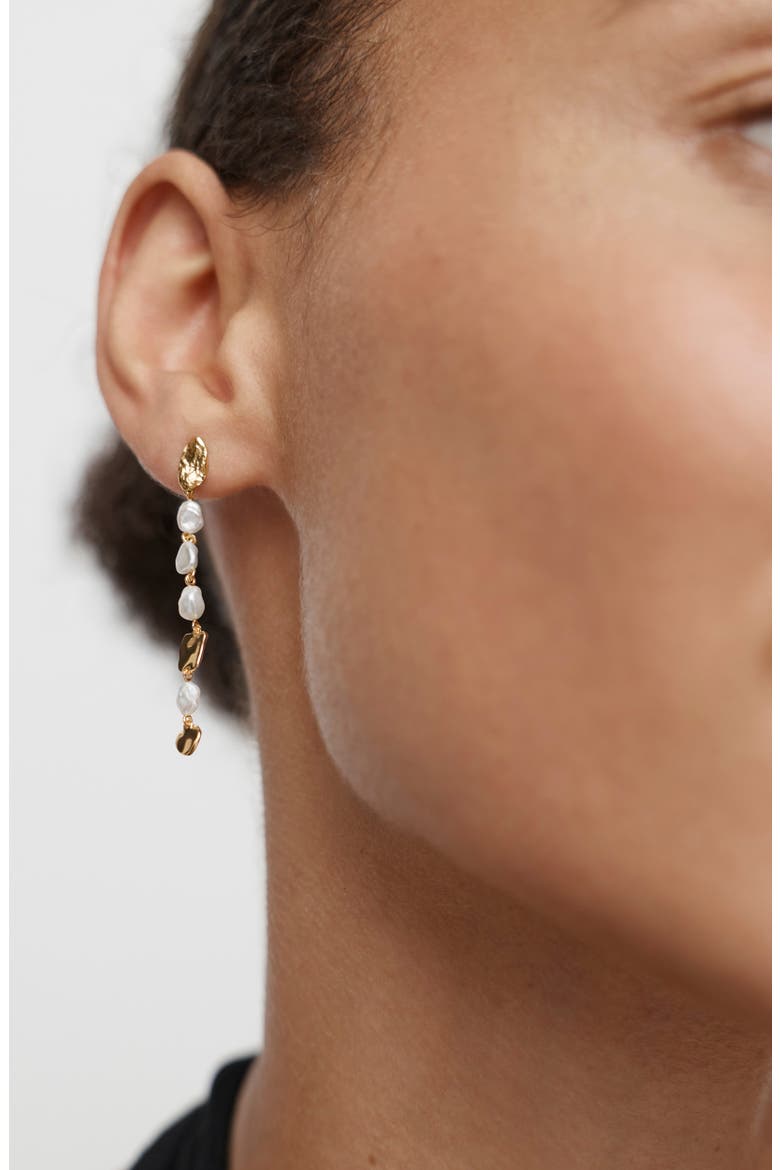 Capri Freshwater Pearl Drop Earrings, Alternate, color, 18K GOLD VERMEIL / PEARL