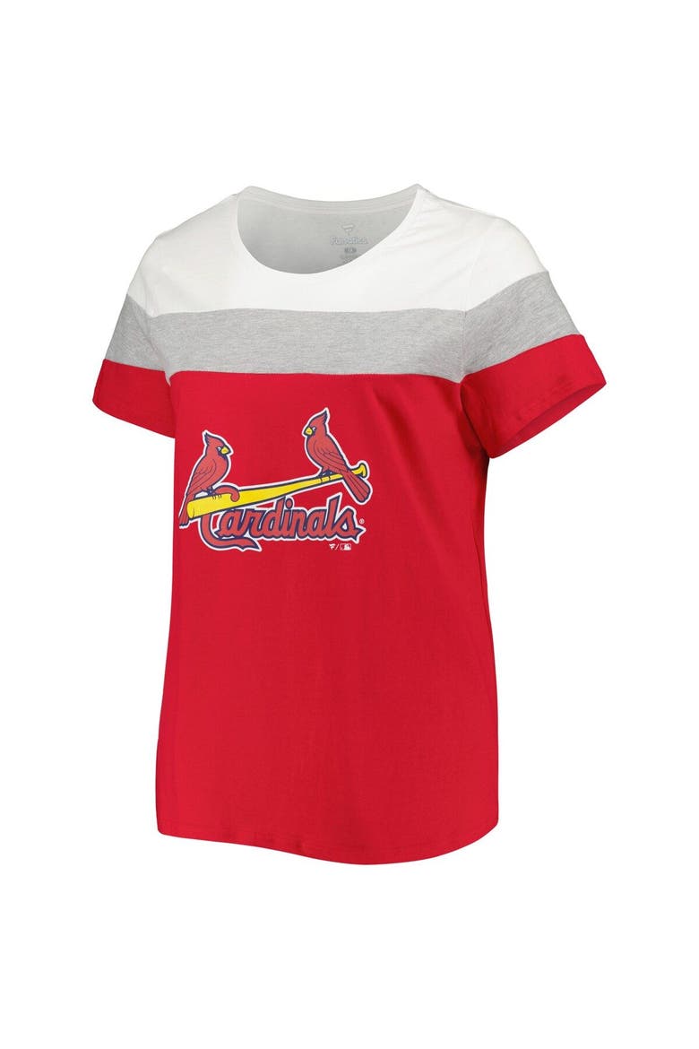 Women's Red/Heather Gray St. Louis Cardinals Plus Size Colorblock T-Shirt, Alternate, color, Red