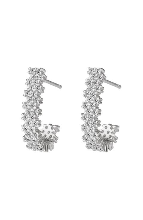 Elara Sparkling Cubic Zirconia J Hoop Earrings