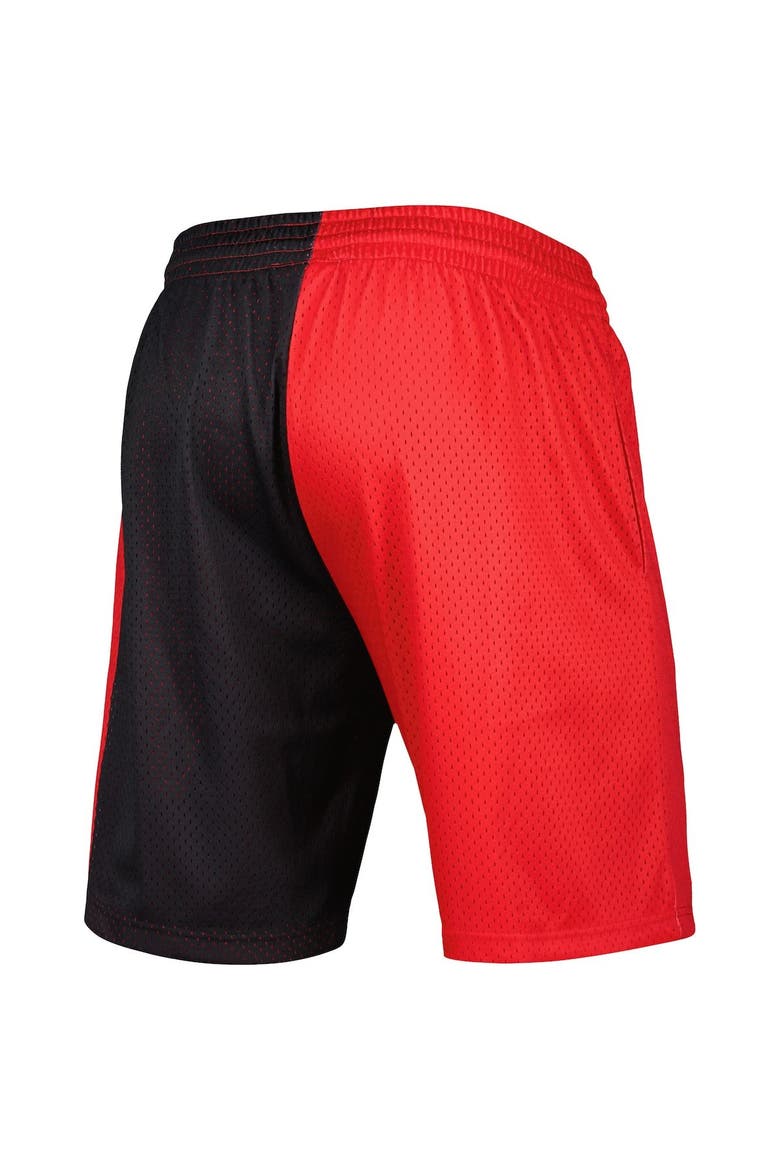 Men's Mitchell & Ness Black/Red Portland Trail Blazers Hardwood Classics 1996 Split Swingman Shorts, Alternate, color, Black