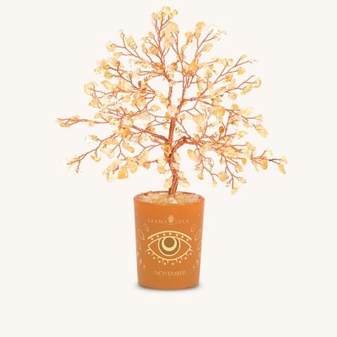 Citrine Feng Shui Crystal Tree November Birthstone Illuminated Path
