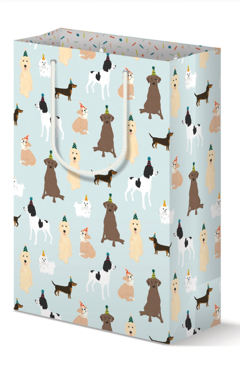Joy Paper Co. Dog Lovers Birthday Gift Bag Set of 3, Alternate, color, Light Blue