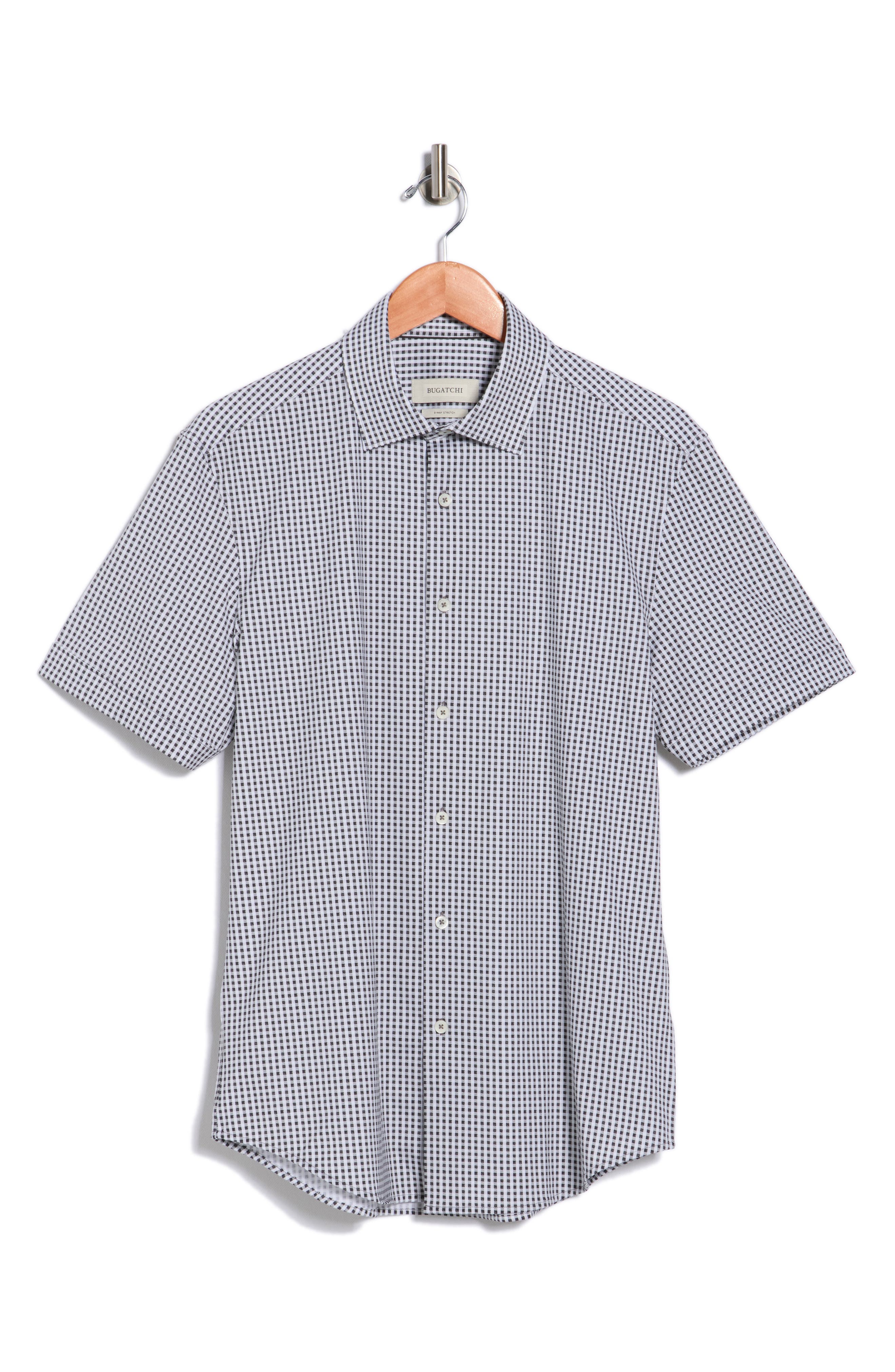 Bugatchi Plaid Stretch Cotton Short Sleeve Button-Up Shirt