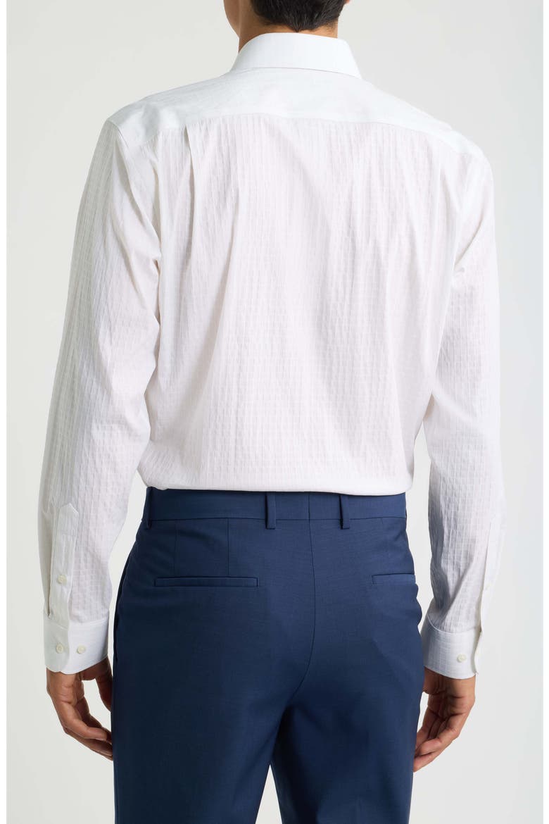 Trim Fit Premium Performance Microcheck Dress Shirt, Alternate, color, WHITE CAZALE CHECK