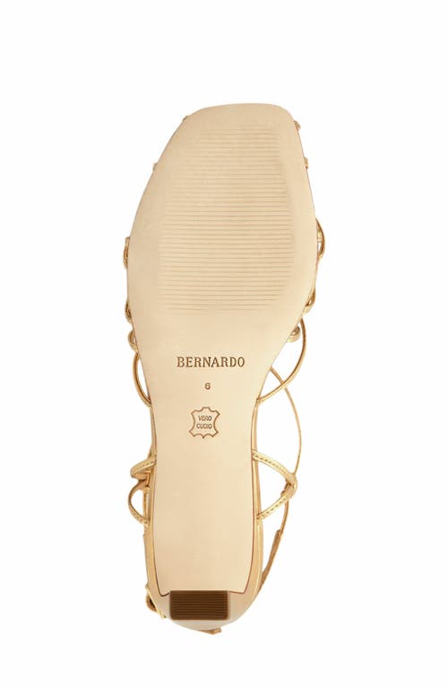 Bernardo Strappy Metallic Kitten Slingback Sandals In Gold