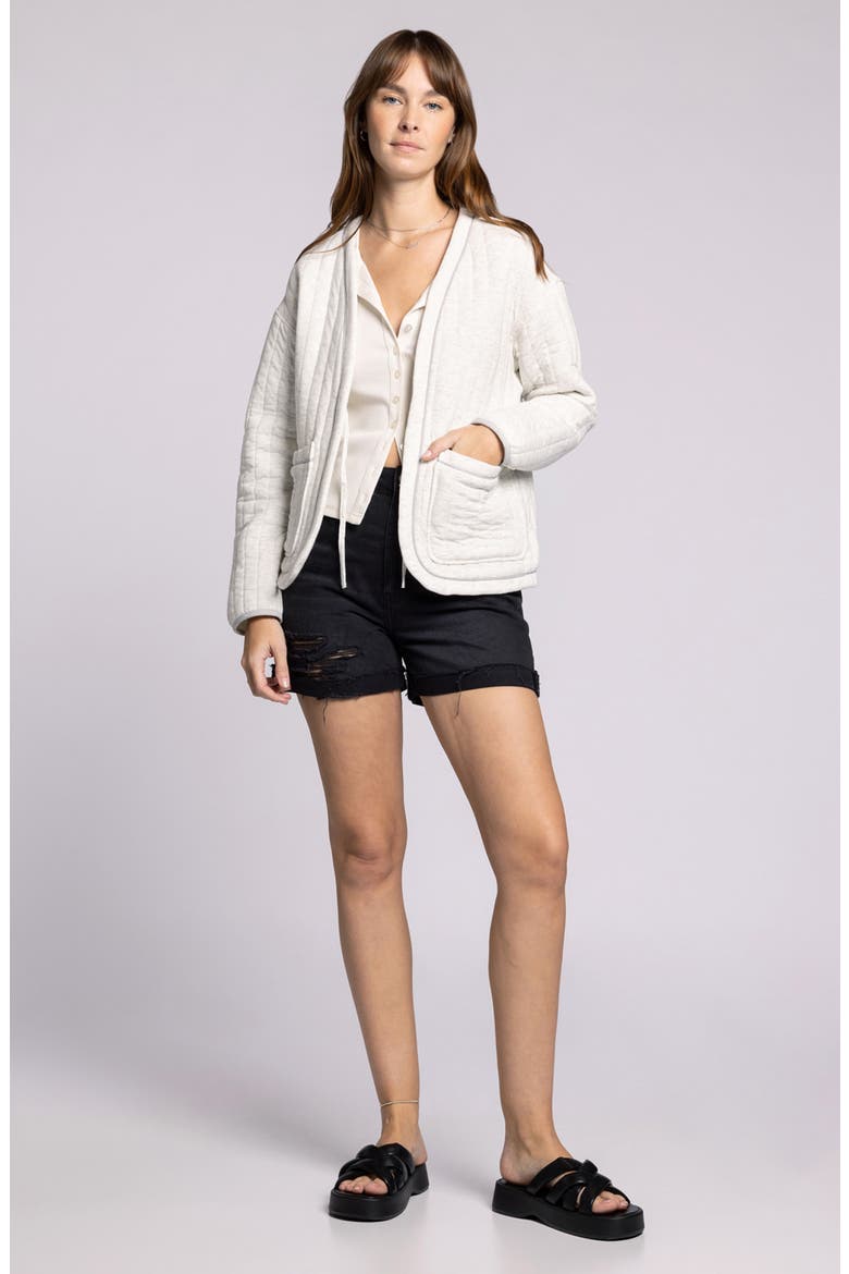 Joplin Quilted Cotton Tie Front Jacket, Alternate, color, IVORY HEATHER