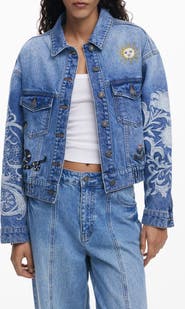 Desigual Embroidered Denim Trucker Jacket