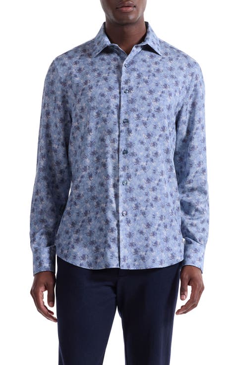 Julian Shaped Fit Floral Print Button-Up Shirt