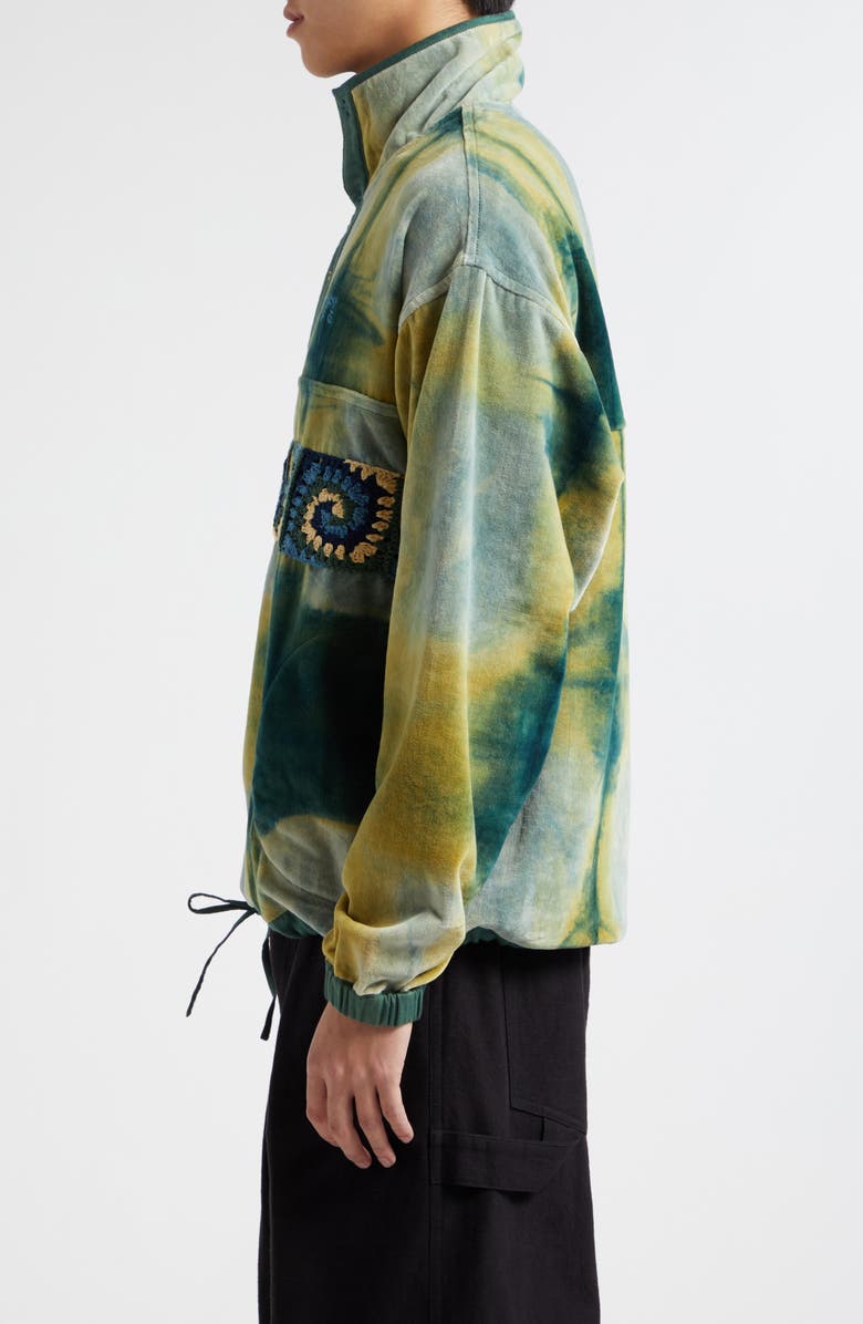 Story mfg. Polite Oversize Crochet Panel Organic Cotton Velveteen Pullover, Alternate, color, 