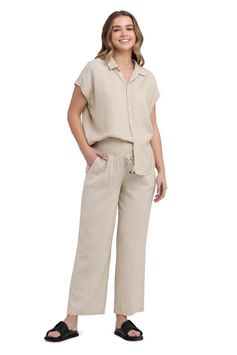 Indi Wide Leg Linen Pant, Alternate, color, NATURAL