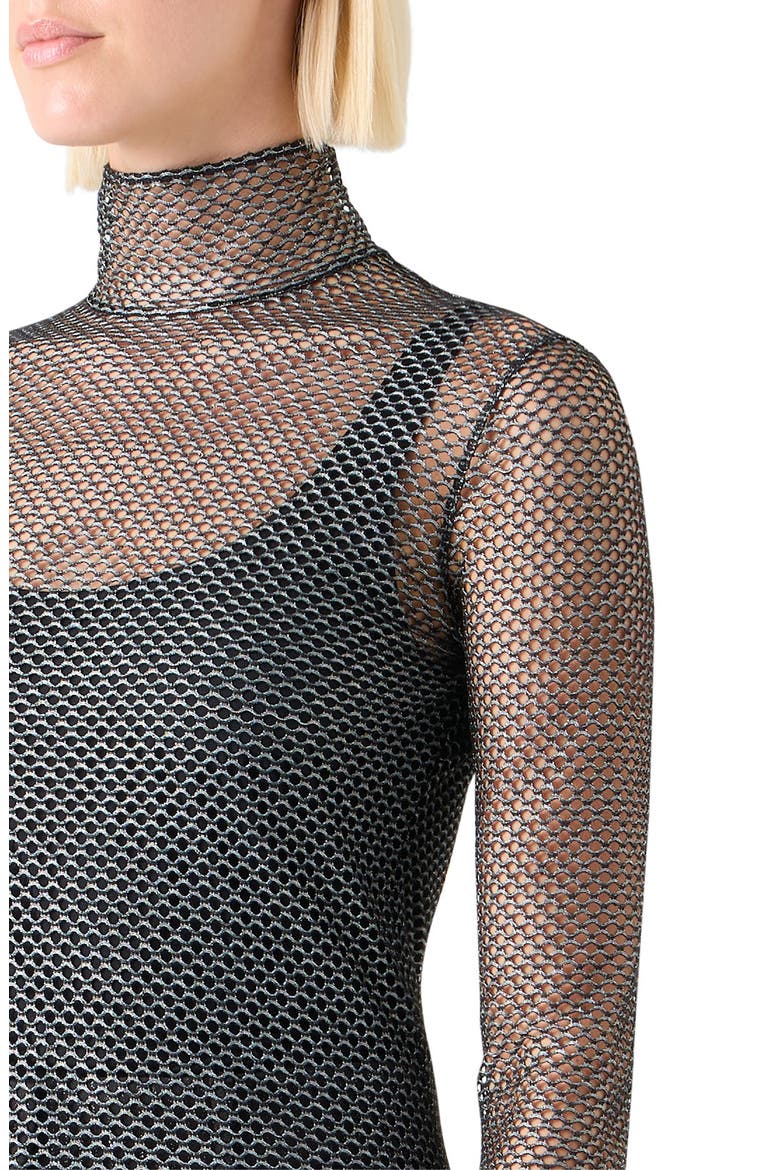 Fishnet Mesh Long Sleeve Top, Alternate, color, BRUSHED STEEL