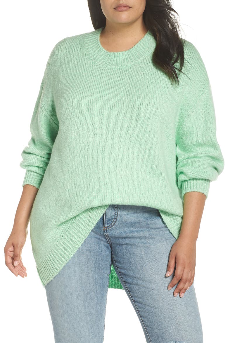 High-Low Sweater, Main, color, GREEN ASH