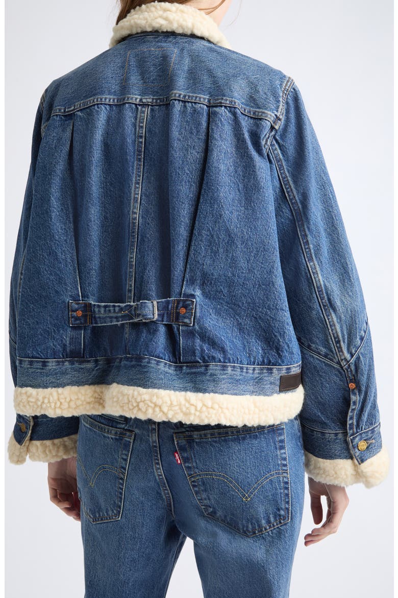 Levi's® Denim Jacket with Leather & Faux Shearling Trim, Alternate, color, BLUE