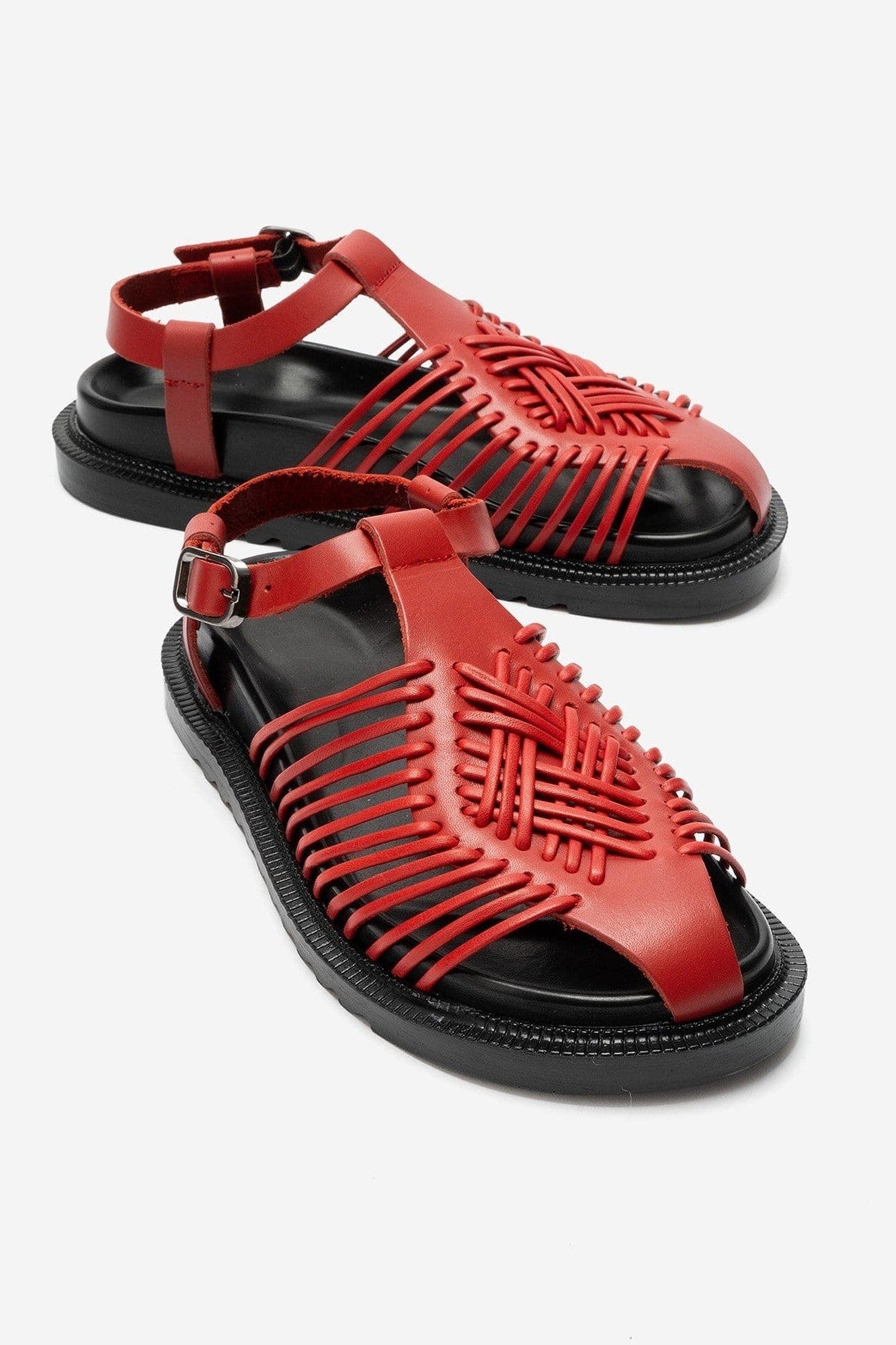 Thames Leather Sandal, Alternate, color, Red