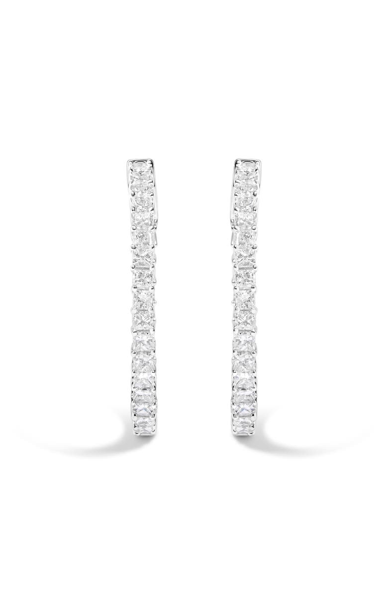 Haus of Brilliance 14K White Gold 3.0 Cttw Princess Cut Diamond Inside Out Hoop Earrings - 28 MM, Alternate, color, White