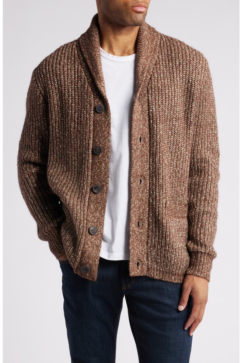 Heavyweight Shawl Collar Cardigan, Main, color, BROWN