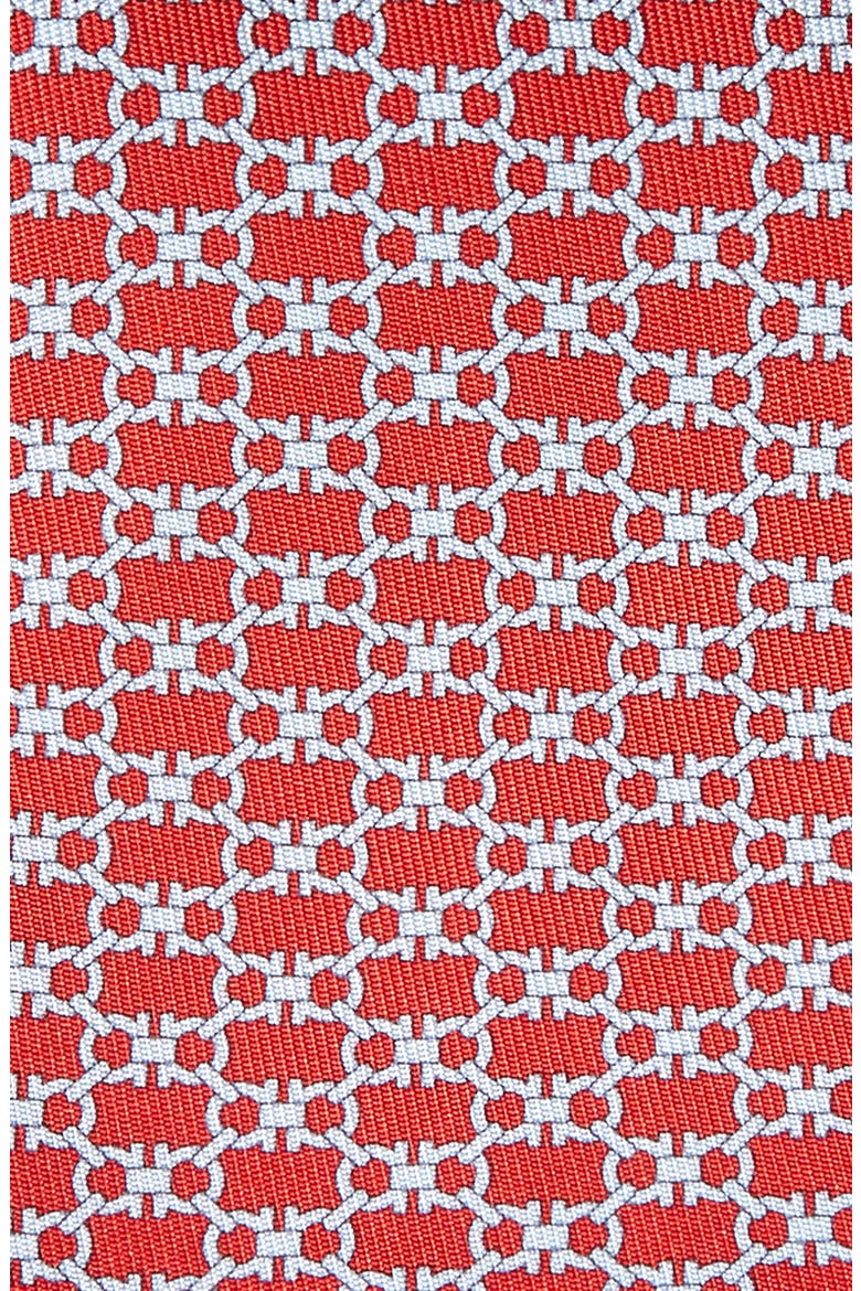 Salvatore Ferragamo Interlocking Gancini Print Silk Tie, Alternate, color, ROSSO