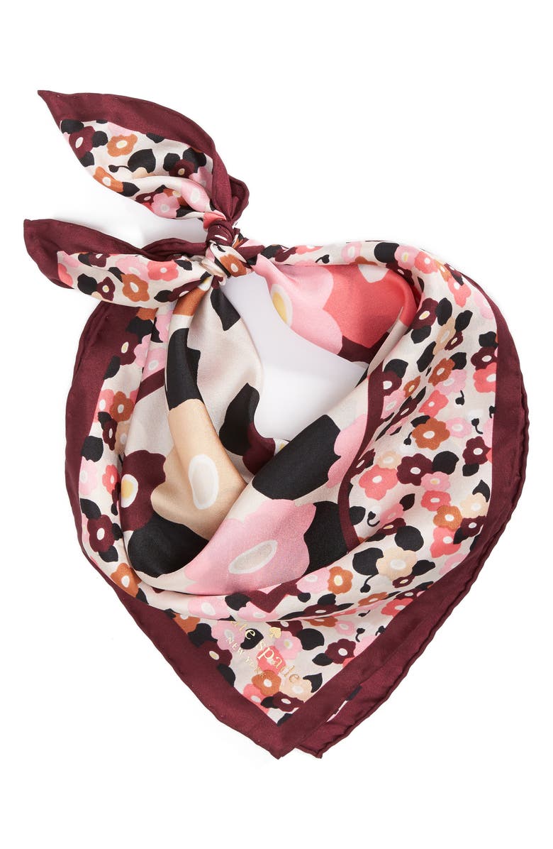 Kate Spade New York blooming silk bandana, Alternate, color, 