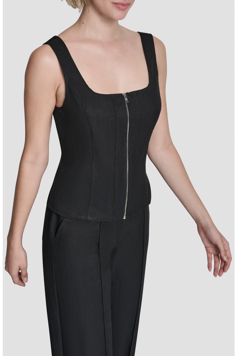 Zigzag Stitch Corset Top, Alternate, color, BLACK