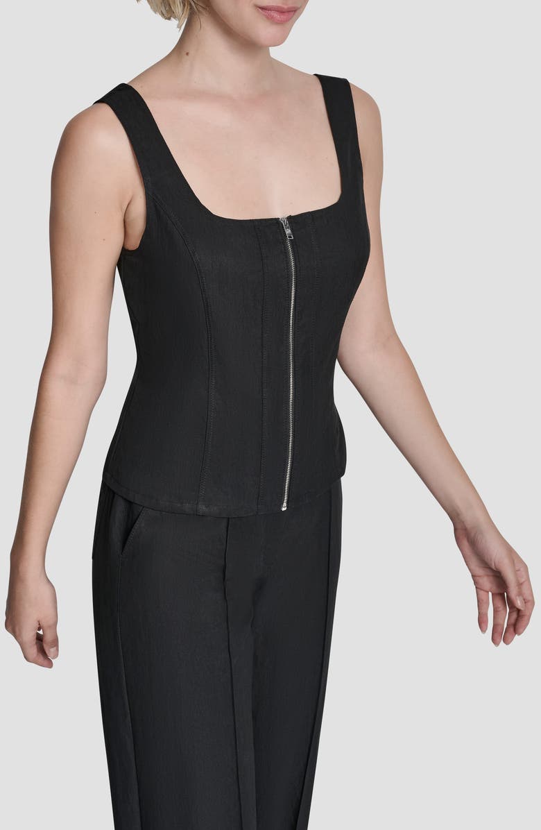 DKNY Zigzag Stitch Corset Top, Alternate, color, Black