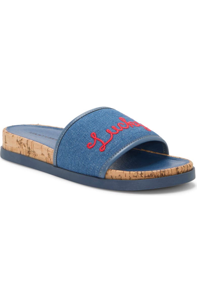 Lucky Brand Dylina Slide Sandal, Main, color, Light Wash