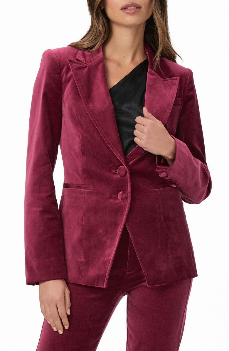 PAIGE Chelsee Stretch Velvet Blazer, Main, color, 