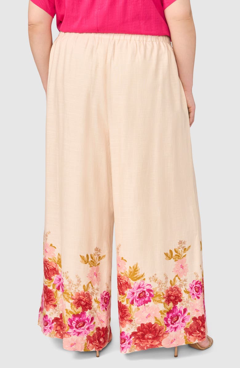 Halogen<sup>®</sup> Floral Print Wide Leg Pants, Alternate, color, Buttercream
