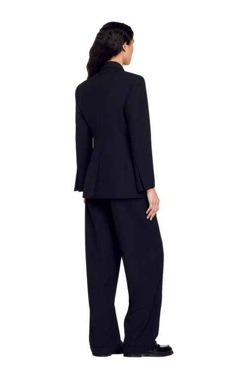 Sandro Double-breasted Suit Jacket In Black