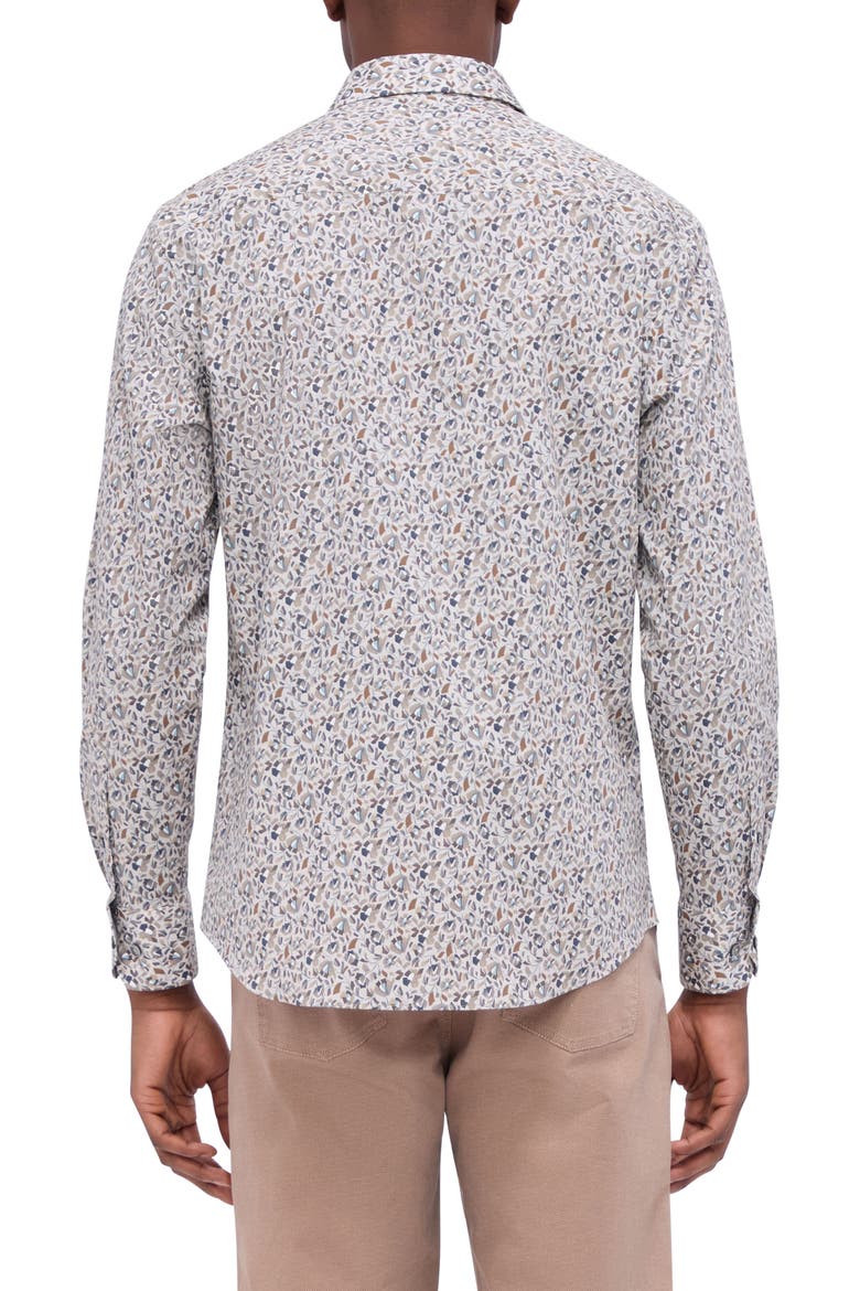 Julian Shaped Fit Geo Print Button-Up Shirt, Alternate, color, WILLOW