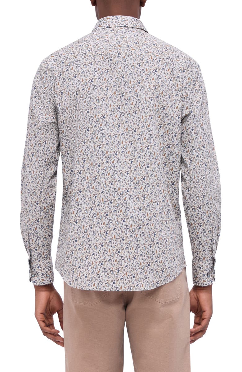 Bugatchi Julian Shaped Fit Geo Print Button-Up Shirt, Alternate, color, Willow