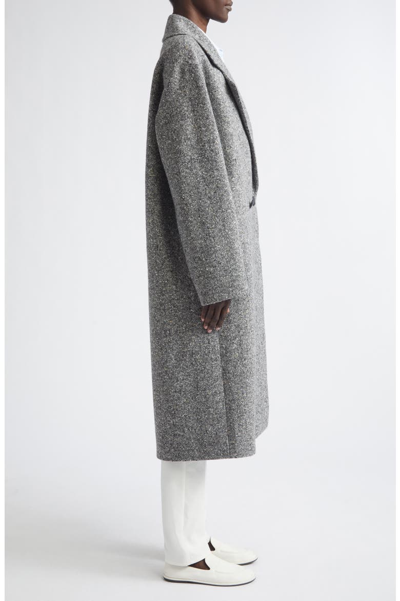 Notch Lapel Alpaca & Wool Blend Coat, Alternate, color, GRAPHITE MULTI