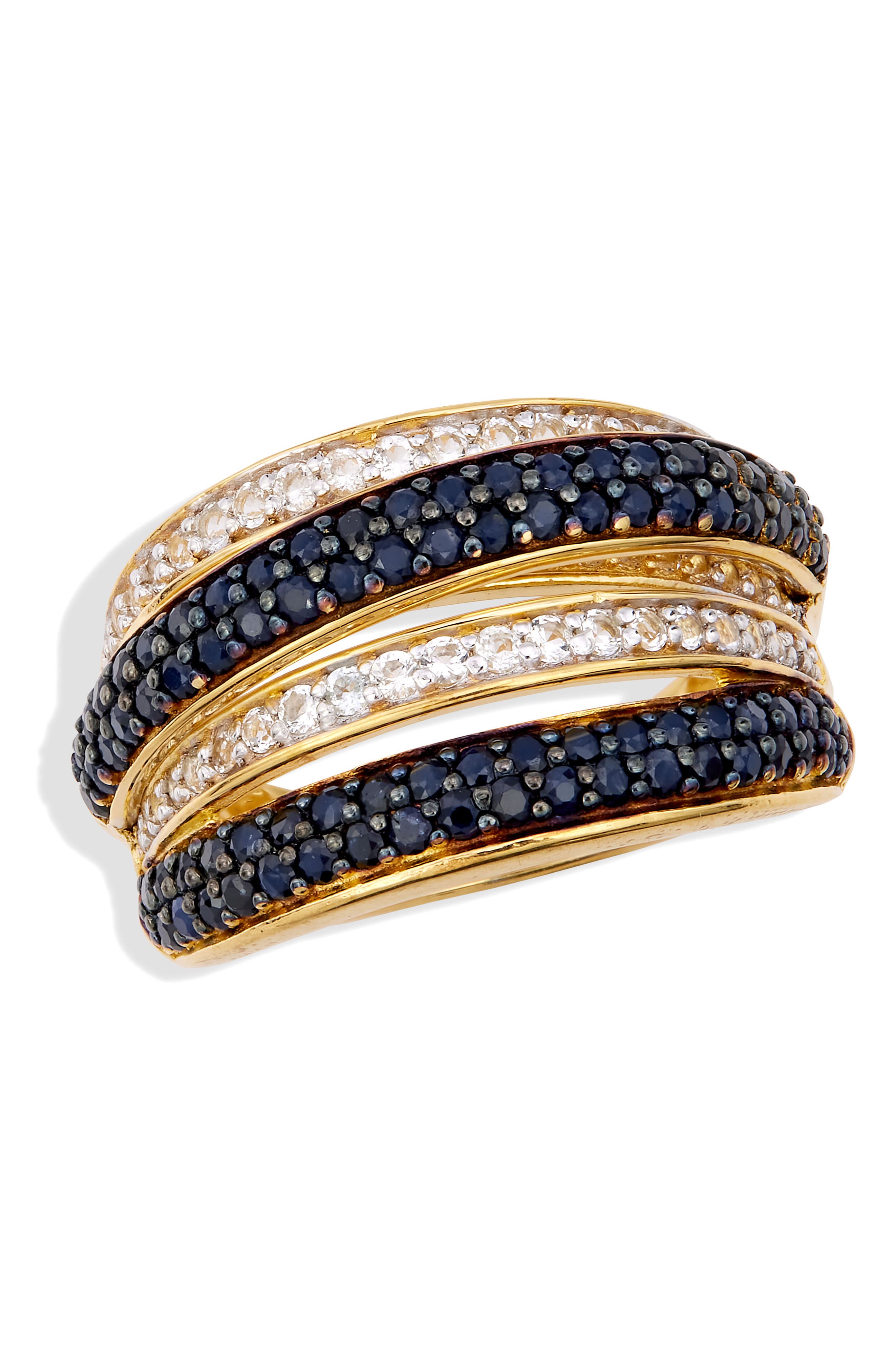 SAVVY CIE JEWELS Semiprecious Stone & White Sapphire Crossover Ring