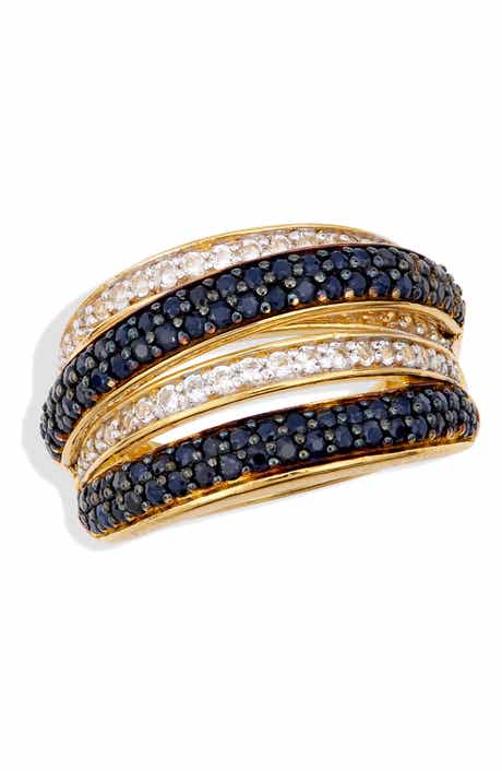 SAVVY CIE JEWELS Semiprecious Stone & White Sapphire Crossover Ring