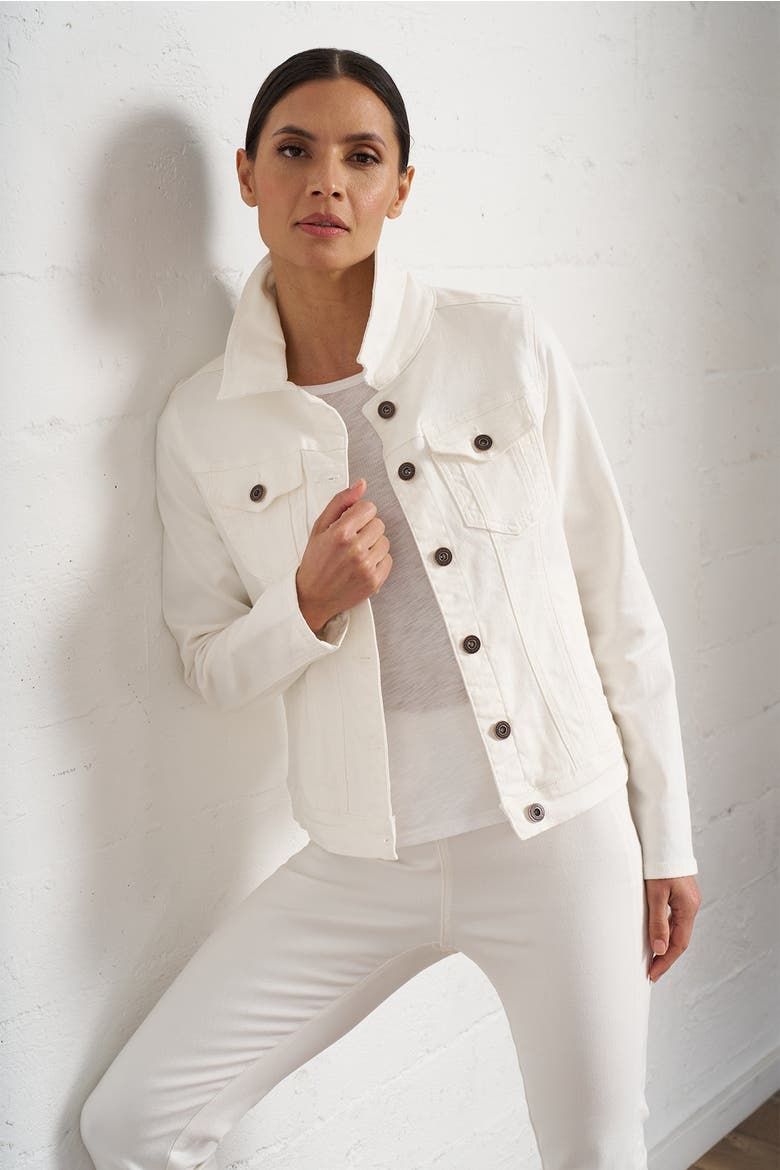 Classic Stretch Denim Jacket, Main, color, Ivory