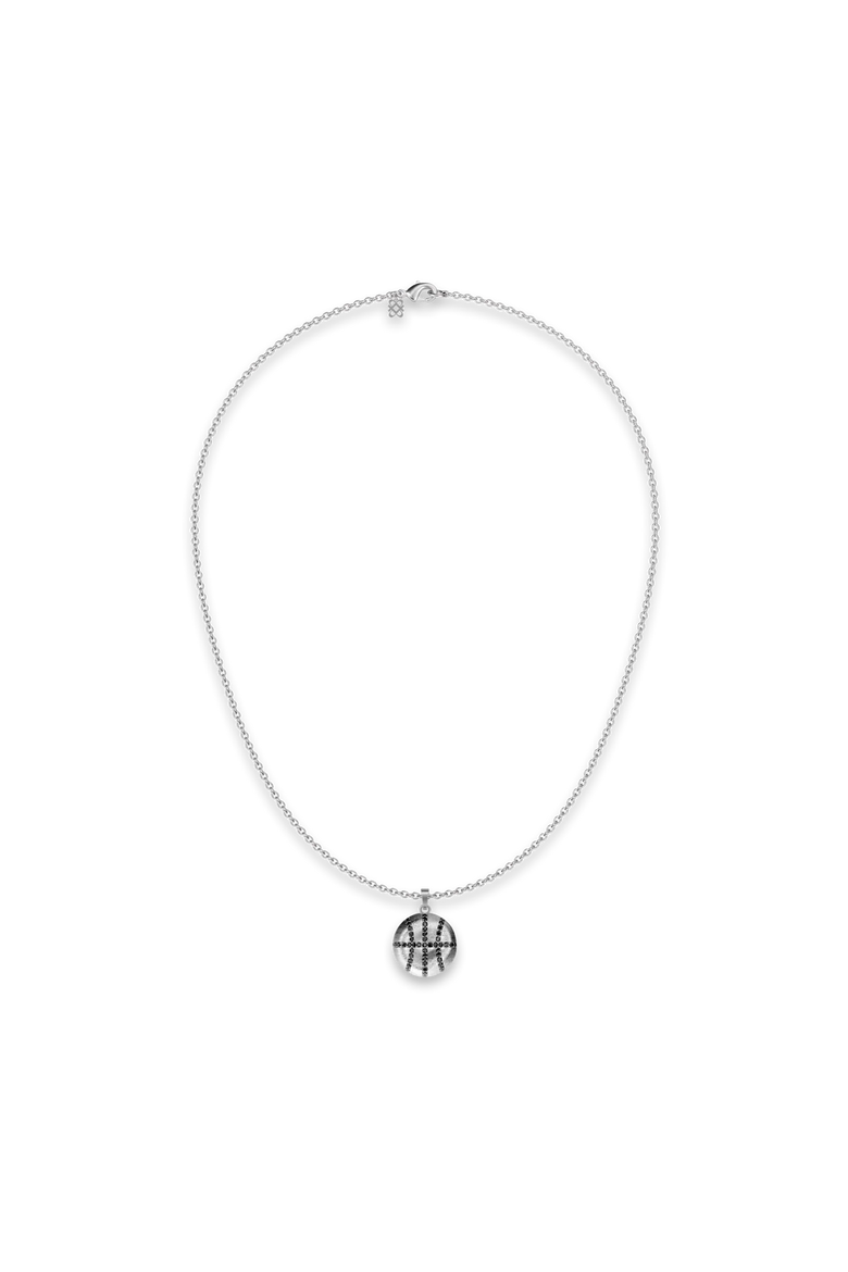 The Basketball Leaking Ball Diamond Pavé Necklace, Alternate, color, Silver / Black Diamond