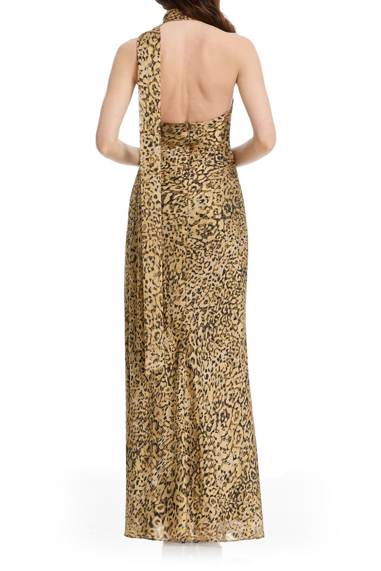 Olivia Leopard Print Halter Neck Gown, Alternate, color, LEOPARD MULTI