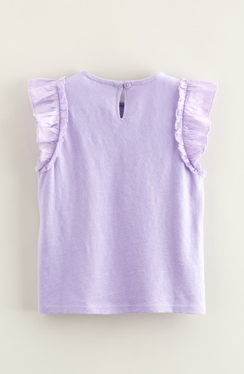 Nordstrom Kids' Ruffle Sleeve Cotton & Linen Top, Alternate, color, 