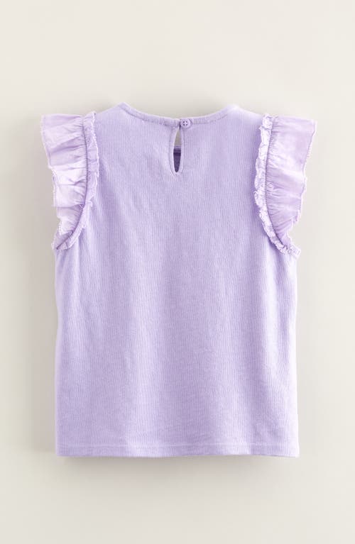 Nordstrom Kids' Ruffle Sleeve Cotton & Linen Top In Purple Bonnet