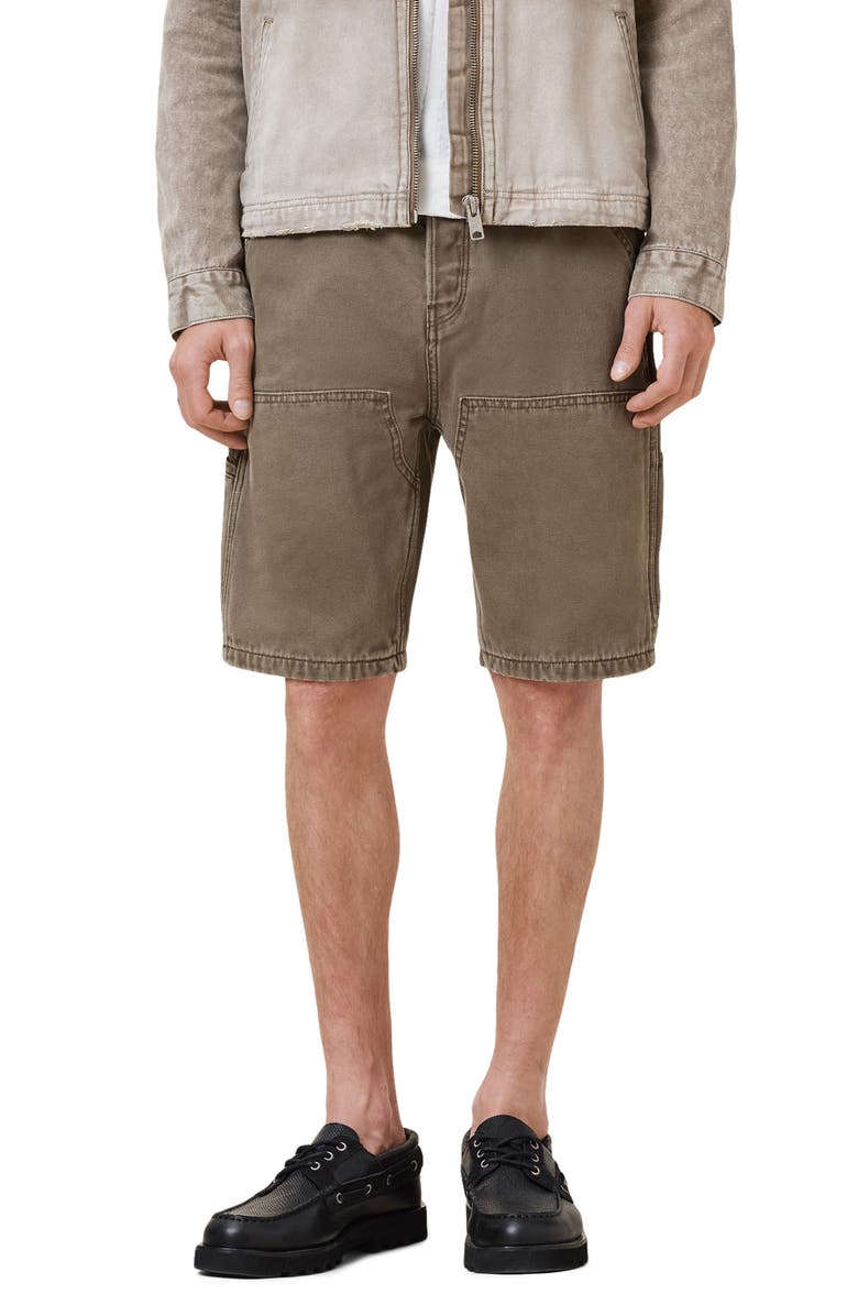 AllSaints Alva Canvas Carpenter Shorts, Main, color,