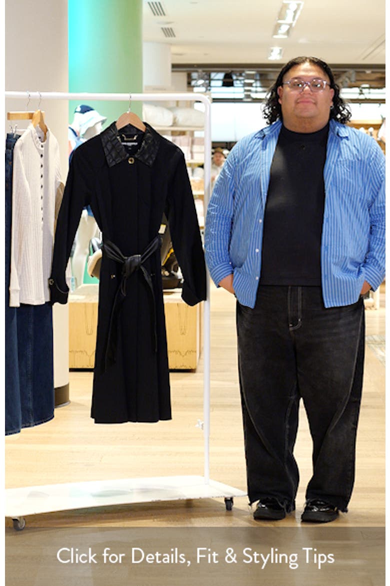 Faux Leather Trim Trench Coat video